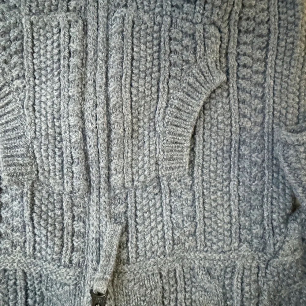 GAP Baby Blue Cable Knit Zip Hoodie Sweater 3-6 Months Classic Neutral Cozy